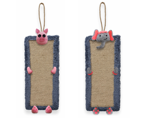 Wall Scratcher with Doll Toy and Plush Wrapped Edges